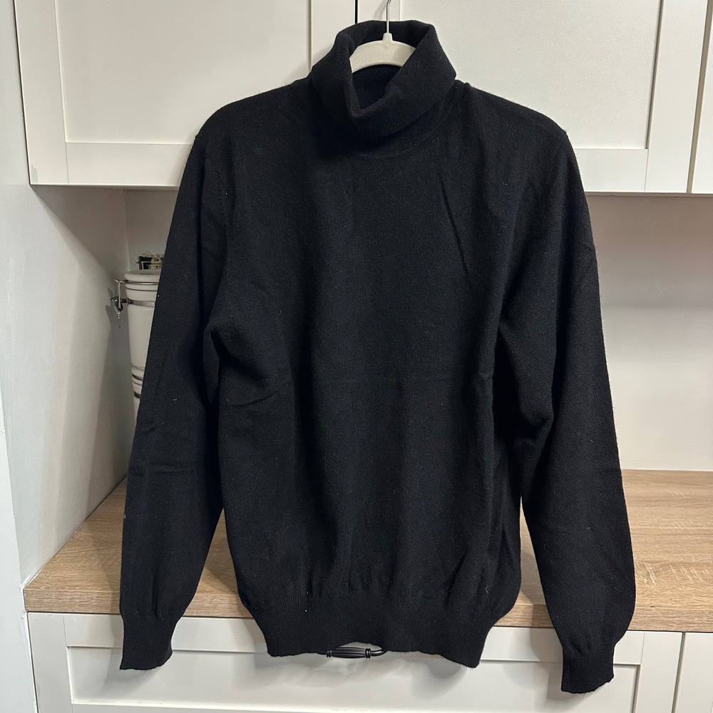 VTG Lands End 100% Cashmere Turtleneck Sweater Womens L 14-16 Long Sleeve Knit